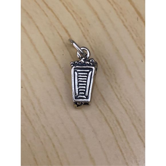 Popcorn Sterling Silver Jewelry Charm - Picture 2 of 3